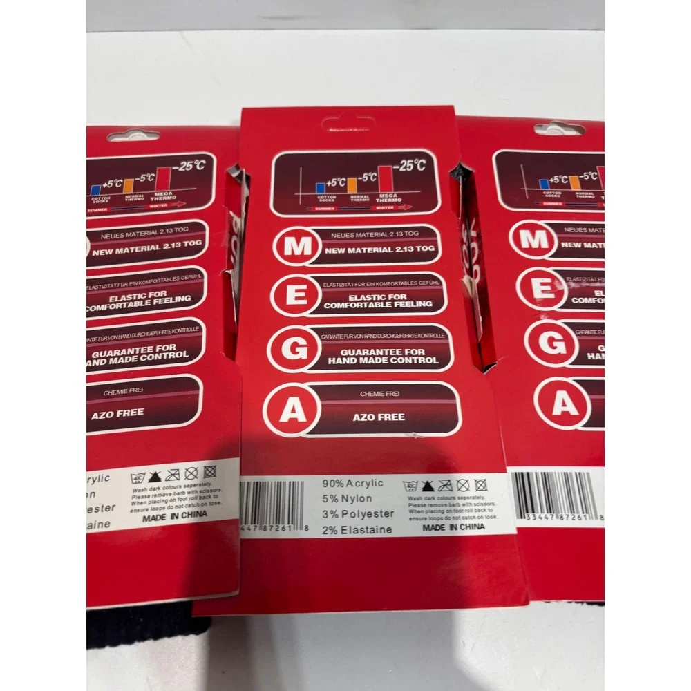 Heated Sox Thermal Socks Mens 10-13 Multi 3-Pack 2.13 TOG Extreme Cold -25C